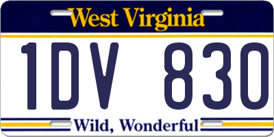 WV license plate 1DV830