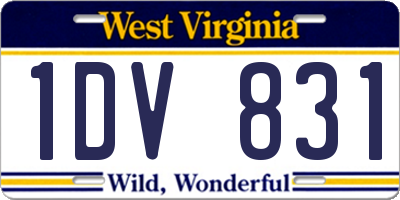 WV license plate 1DV831