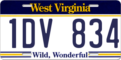 WV license plate 1DV834
