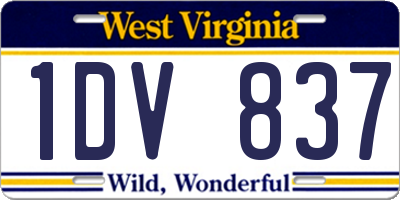 WV license plate 1DV837