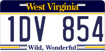 WV license plate 1DV854