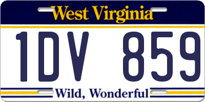 WV license plate 1DV859