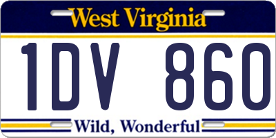 WV license plate 1DV860