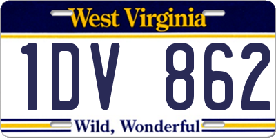 WV license plate 1DV862