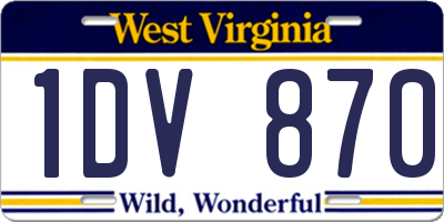 WV license plate 1DV870