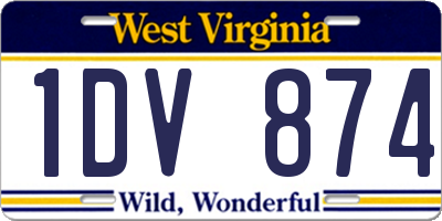 WV license plate 1DV874
