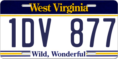 WV license plate 1DV877