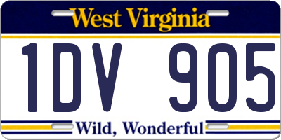 WV license plate 1DV905