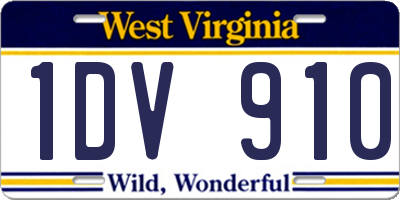 WV license plate 1DV910
