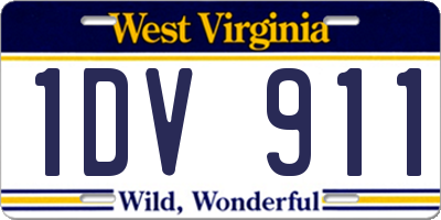 WV license plate 1DV911
