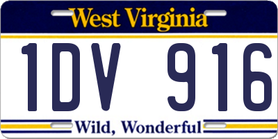 WV license plate 1DV916