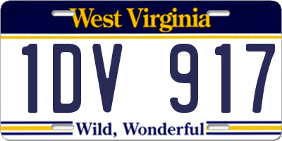 WV license plate 1DV917
