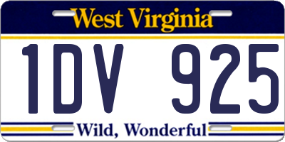 WV license plate 1DV925