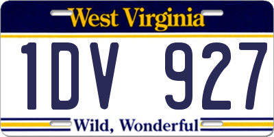 WV license plate 1DV927