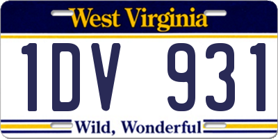 WV license plate 1DV931