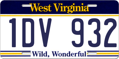 WV license plate 1DV932
