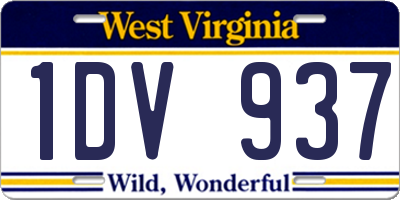 WV license plate 1DV937