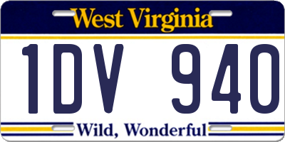 WV license plate 1DV940