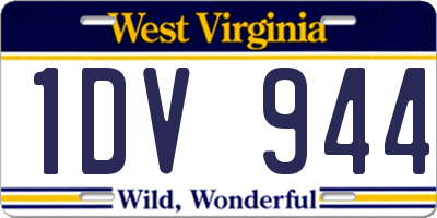 WV license plate 1DV944
