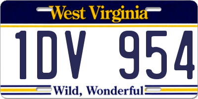 WV license plate 1DV954