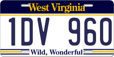 WV license plate 1DV960