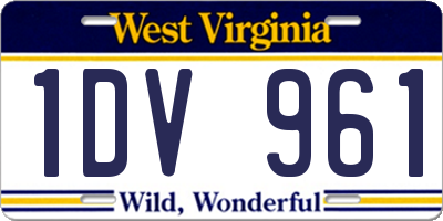 WV license plate 1DV961