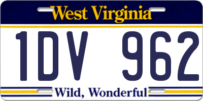 WV license plate 1DV962
