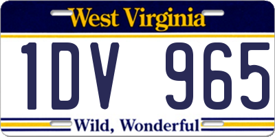 WV license plate 1DV965