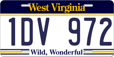 WV license plate 1DV972