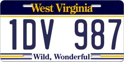 WV license plate 1DV987