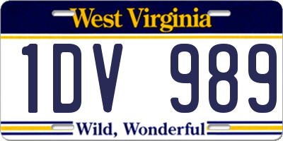 WV license plate 1DV989