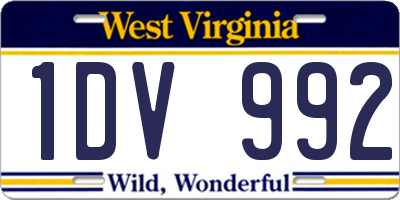 WV license plate 1DV992