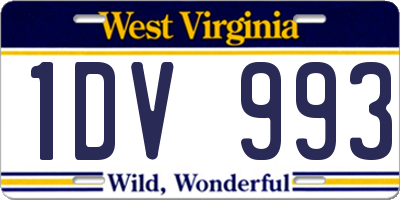 WV license plate 1DV993