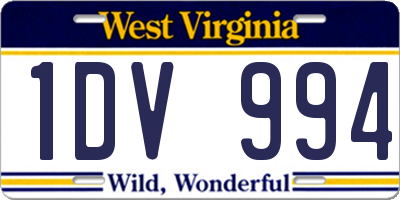 WV license plate 1DV994
