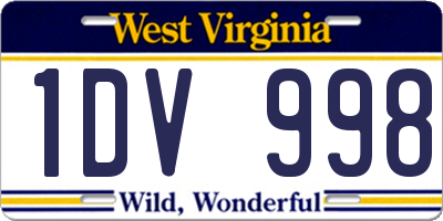 WV license plate 1DV998