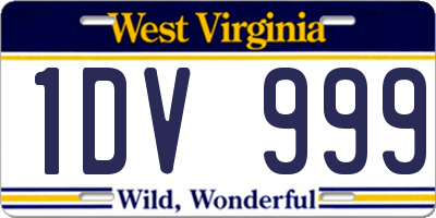 WV license plate 1DV999