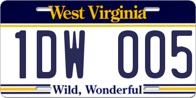 WV license plate 1DW005
