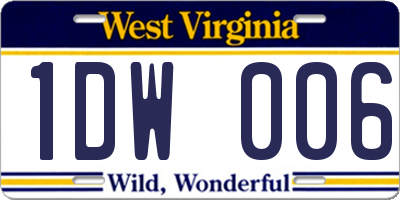 WV license plate 1DW006