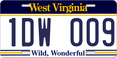 WV license plate 1DW009
