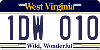 WV license plate 1DW010