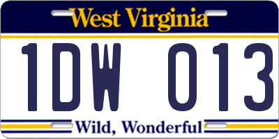 WV license plate 1DW013
