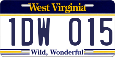 WV license plate 1DW015