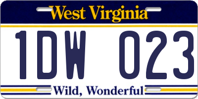 WV license plate 1DW023