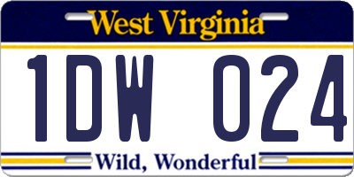 WV license plate 1DW024