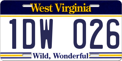 WV license plate 1DW026