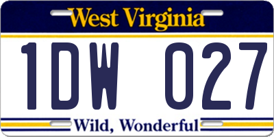 WV license plate 1DW027