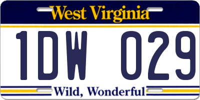 WV license plate 1DW029