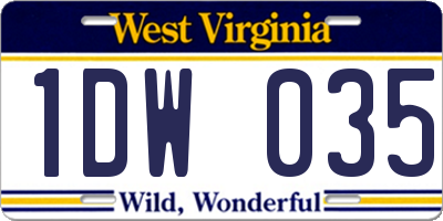 WV license plate 1DW035