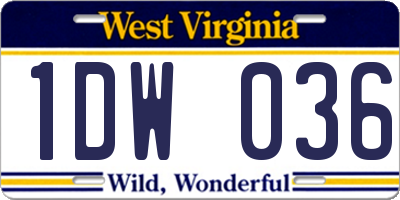 WV license plate 1DW036