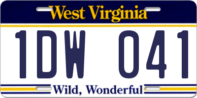 WV license plate 1DW041